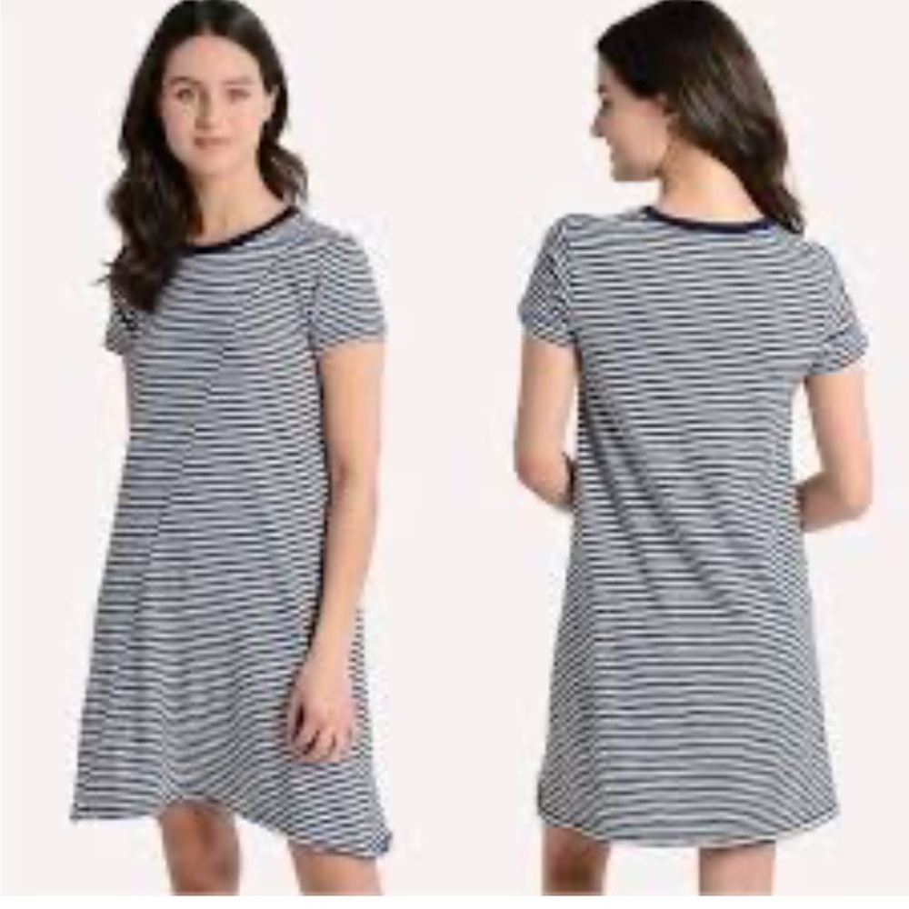 ATM Anthony Thomas Melillo Striped Cotton Navy and White Dress Medium